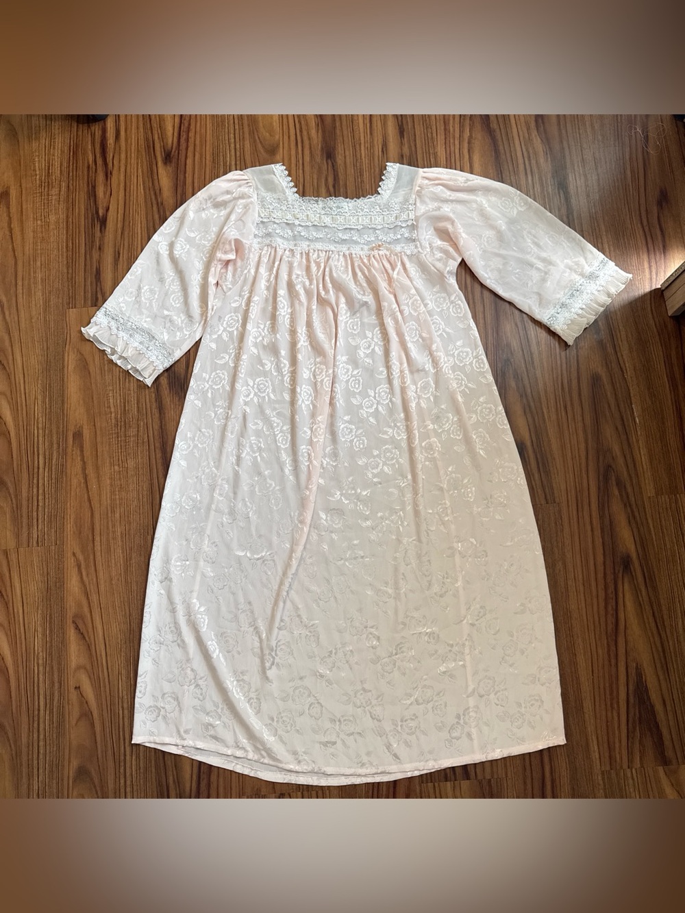 Dior Pale Pink Lace-Trim Nightgown Chemise